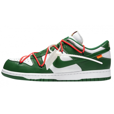 Off-White X Nike Dunk Low University White Pine Green